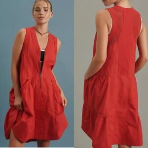 Anthropologie Daily Practice Trek Utility Mini Dress red XXS